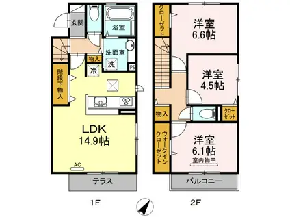 パークスクエア城南 壱番館(3LDK/1階)の間取り写真