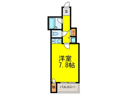ニューライフ大手前参番館(ワンルーム/2階)の間取り写真