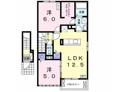 ボンヌ カリテ A(2LDK/2階)の間取り写真