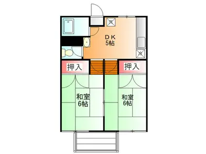 石川荘(2DK/2階)の間取り写真