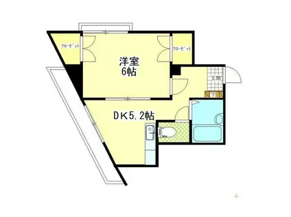 フラワーメゾン(1DK/2階)の間取り写真