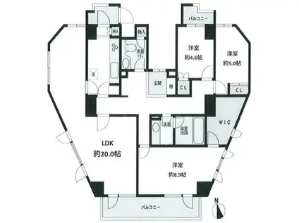 PS AZABU イースト(3LDK/7階)の間取り写真