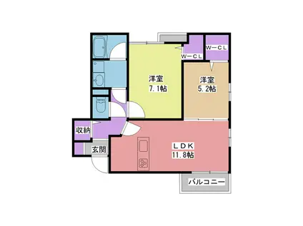 エスメラド西宮(2LDK/2階)の間取り写真