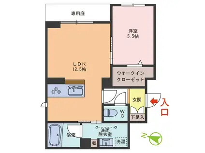 LA PALAIS VERT(1LDK/1階)の間取り写真