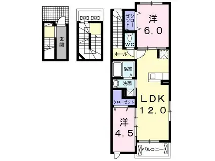 ラビスタリラ(2LDK/3階)の間取り写真