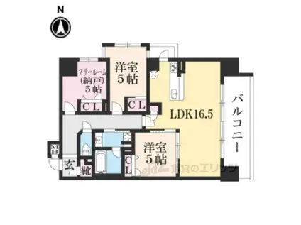 エスリード大津におの浜セントラル(3LDK/9階)の間取り写真