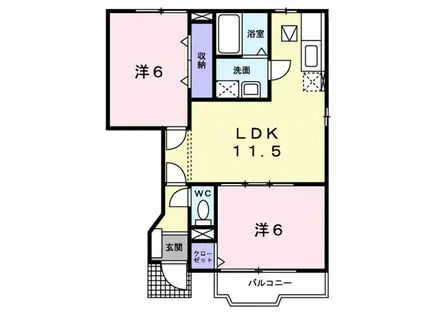 カルム・コリーヌIII(2LDK/1階)の間取り写真