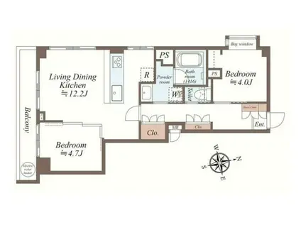 ライオンズマンション三ツ境第三(2LDK/4階)の間取り写真