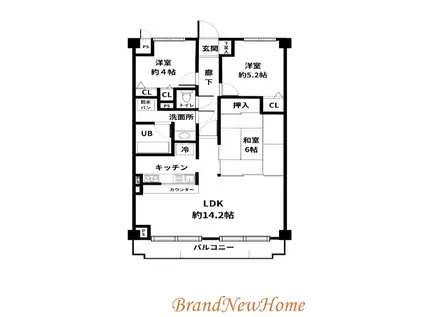 リーガル堺(3LDK/3階)の間取り写真