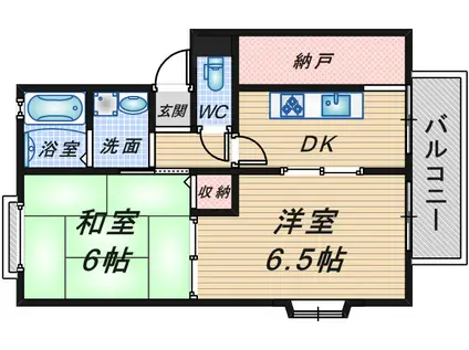 パリス北桜塚(2DK/3階)の間取り写真