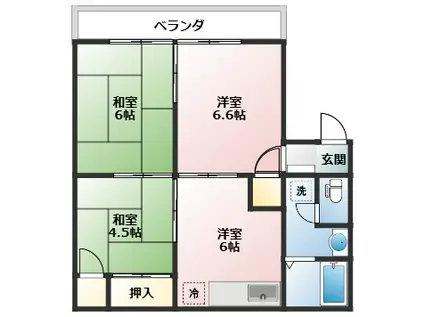 セジュールY&K A棟(3DK/2階)の間取り写真