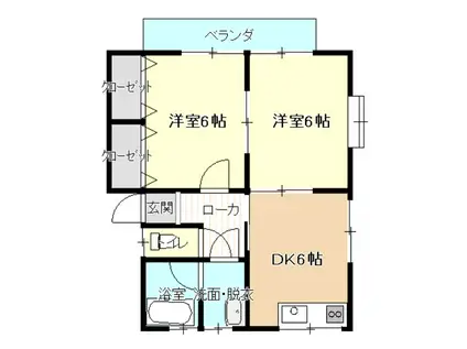 スカイパレス神町(2DK/2階)の間取り写真