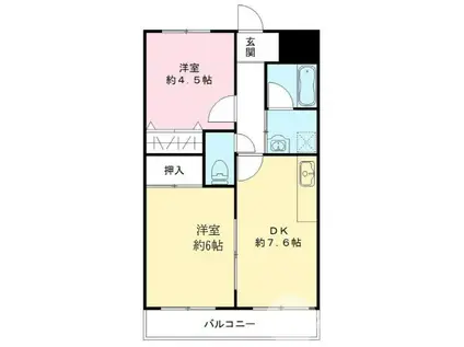 グレース津久野Ⅰ(2DK/2階)の間取り写真