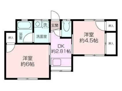 サンライズハウス(2K/1階)の間取り写真