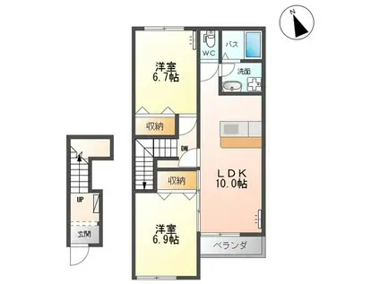 CREA(2LDK/2階)の間取り写真