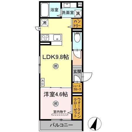 レーヴ・ウェル松代(1LDK/3階)の間取り写真