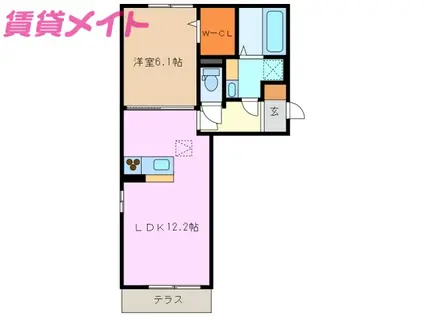 ラ フロレゾン B棟(1LDK/1階)の間取り写真