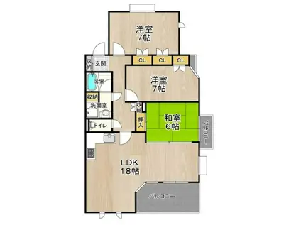 CITY SPIRE夕陽ヶ丘(3LDK/3階)の間取り写真