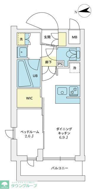 アジールコート豪徳寺(1DK/2階)の間取り写真