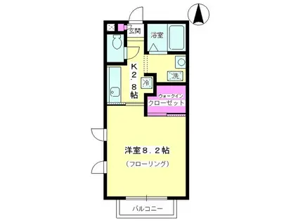 メゾン ド フォンティーヌ・A(1K/2階)の間取り写真