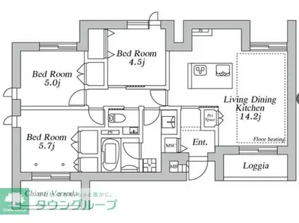 登戸メゾン西棟(3LDK/2階)の間取り写真