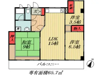 マルゼンコーポラス(3LDK/3階)の間取り写真
