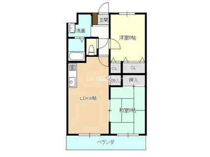 リベルテ曳馬(2LDK/3階)の間取り写真