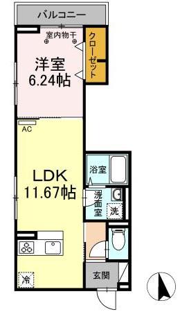 GRANDEUR東葛西(1LDK/3階)の間取り写真