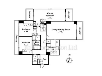駒沢ガーデンハウス(3LDK/3階)の間取り写真