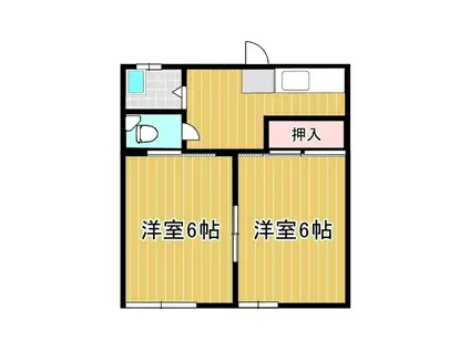 エステイト笠芽5号棟(2K/1階)の間取り写真