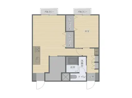 メープルハイツ(1DK/2階)の間取り写真