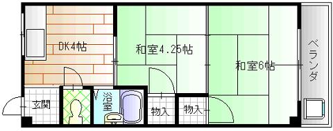 平尾マンション(2DK/3階)の間取り写真