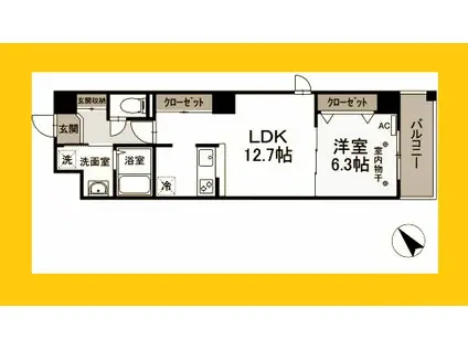 NOBLE HILLS(1LDK/3階)の間取り写真