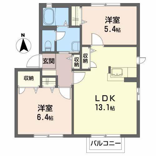 コーラルタウンF(2LDK/2階)の間取り写真
