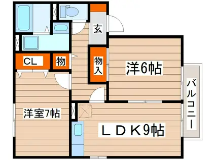メゾンパーク新田東D(2DK/1階)の間取り写真