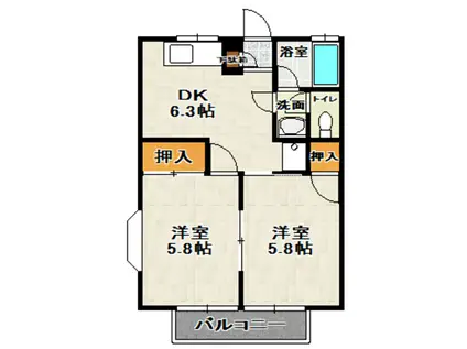 サンパレスオトロ(2DK/2階)の間取り写真