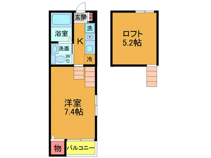 ヴィスタコリーナ(1K/2階)の間取り写真
