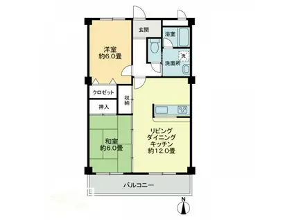 トゥジュール・ヴェール(2LDK/1階)の間取り写真