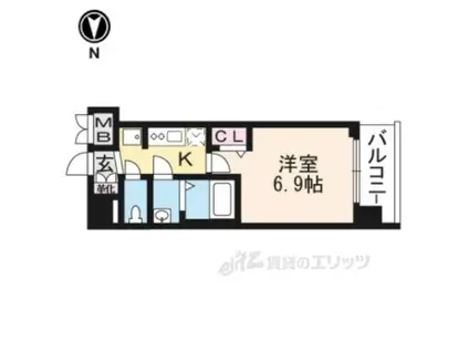 プレサンス京都二条京華301(1K/3階)の間取り写真