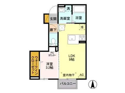 ALICEBELLCOURTC(1LDK/1階)の間取り写真