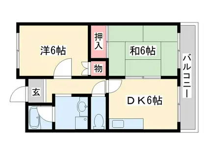 アーバンヤシロ(2DK/1階)の間取り写真