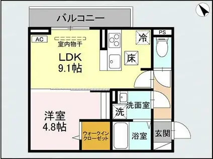 CLASSEUM幸西IV(1LDK/1階)の間取り写真