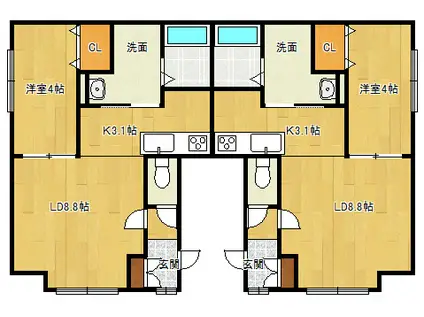 LUNA(1LDK/1階)の間取り写真