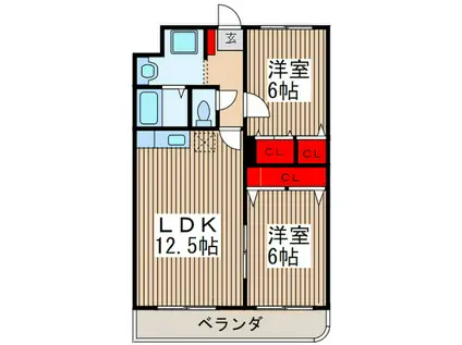 オパールマンション(2LDK/3階)の間取り写真