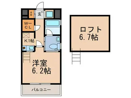 SANKO SPUNKY GARRET(1K/6階)の間取り写真