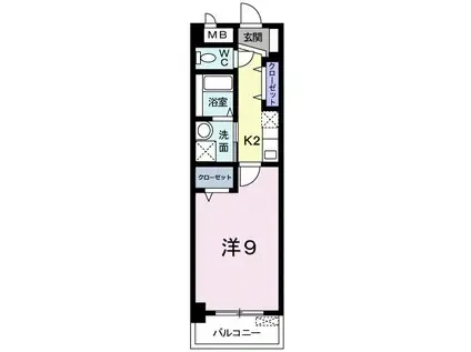 プラシード倉敷(1K/4階)の間取り写真