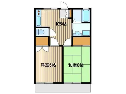 ソレアードワン(2K/1階)の間取り写真