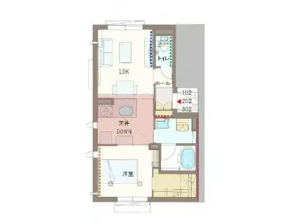 GROWTH RING(1LDK/2階)の間取り写真