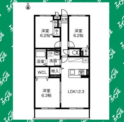 プライベート・フォレスト(3LDK/1階)の間取り写真