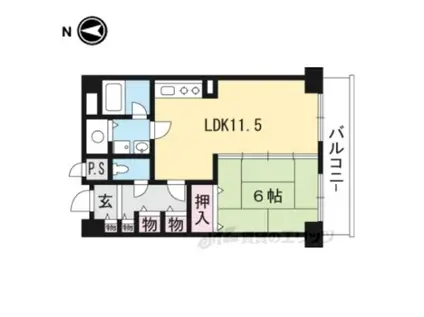 四条大宮グランドコーポ(1LDK/11階)の間取り写真